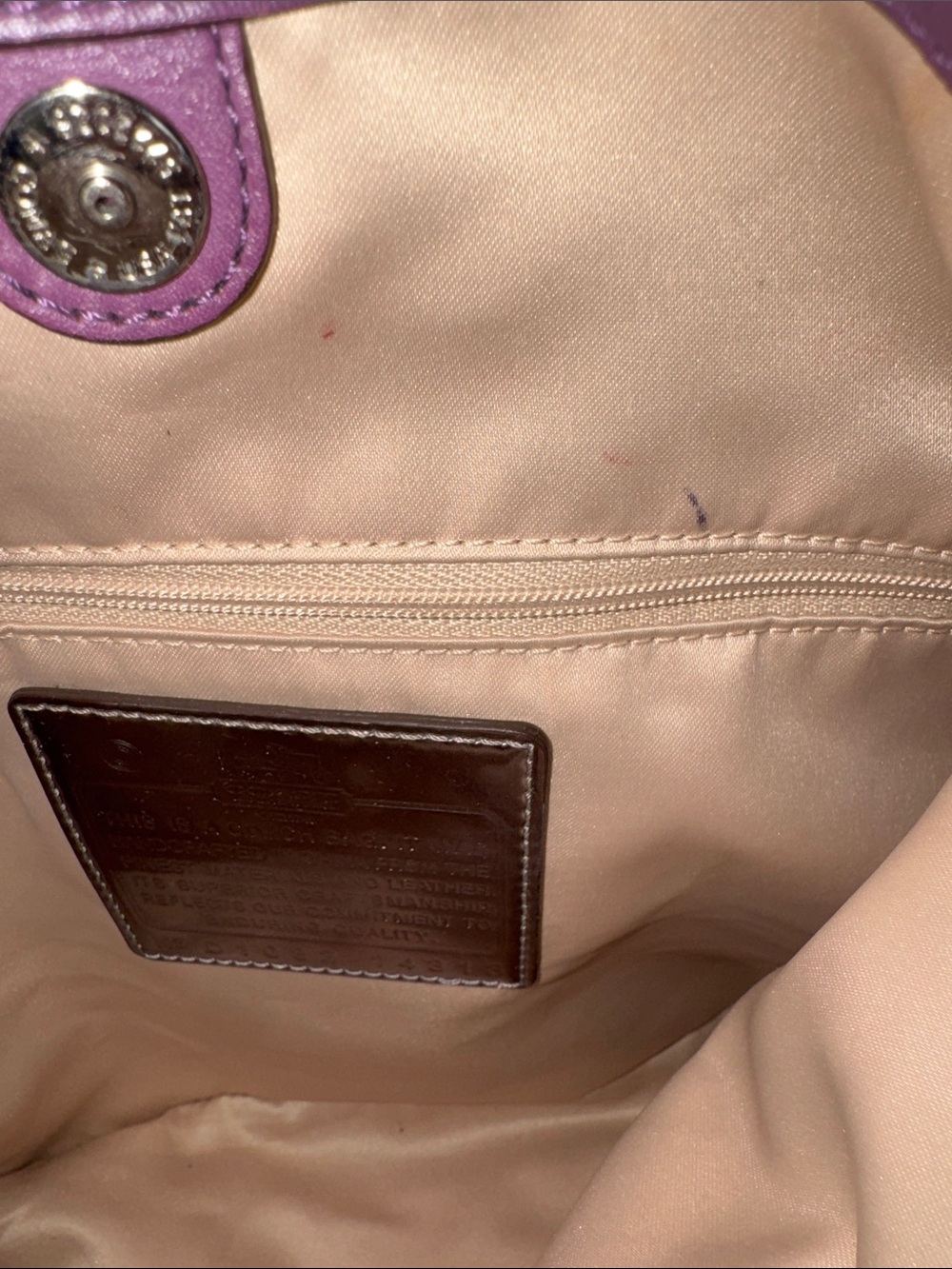 Coach Plum Leather Shoulder Bag with Silver Hardware - Picture 8 of 15